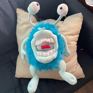 Fiesta bright blue fuzzy monster plush